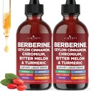 Berberine with Ceylon Cinnamon Supplement Liquid Drops + Bitter Melon Extract, Glucomannan, Gymnema, Chromium, Turmeric, Panax Ginseng, Moringa- 4 OZ