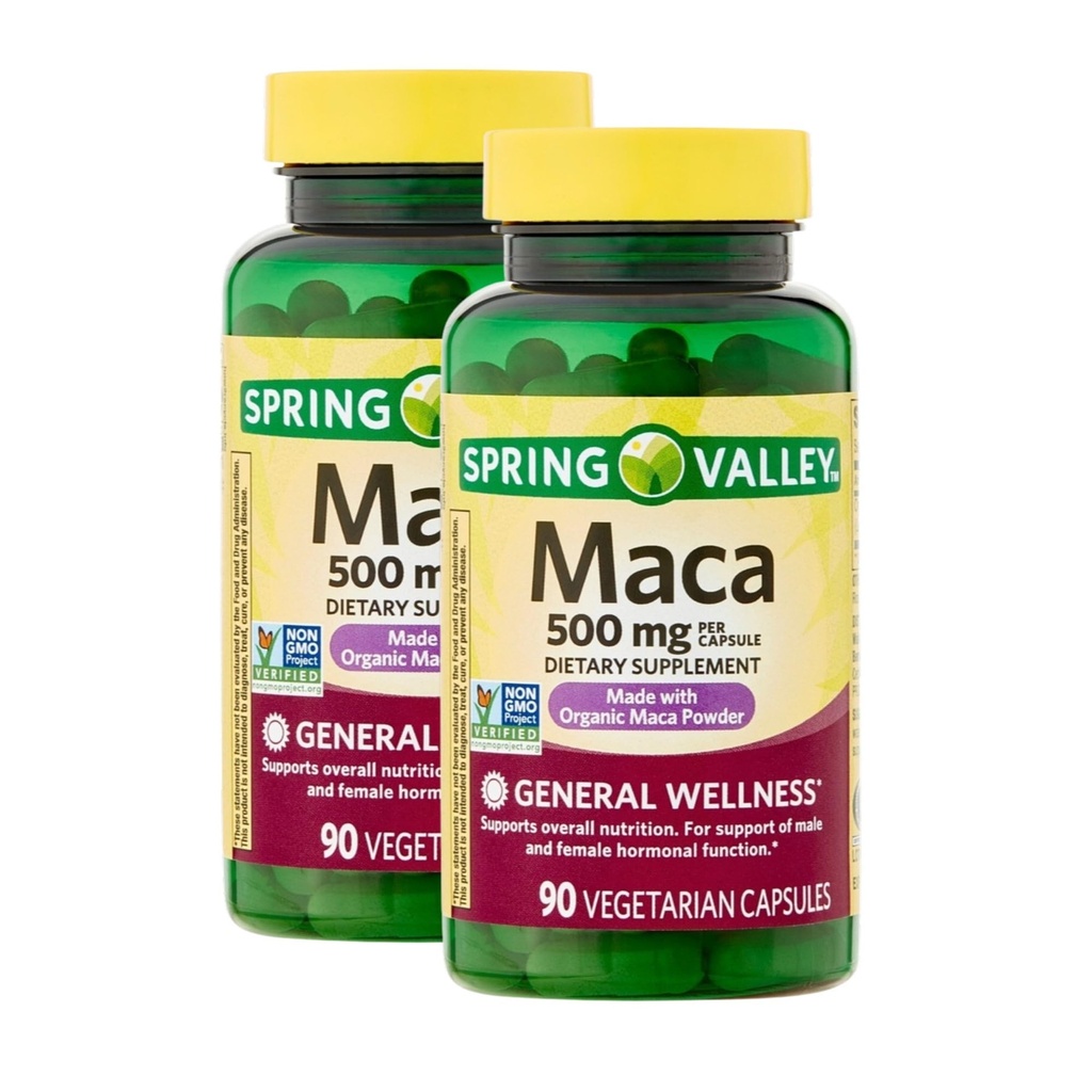 Maca 500mg – 90 Vegetarian Capsules, Organic Maca Root Supplement, Dietary Supplement for General Wellness, Non-GMO, Gluten-Free, 500 mg Maca per Capsule (Pack of 2)
