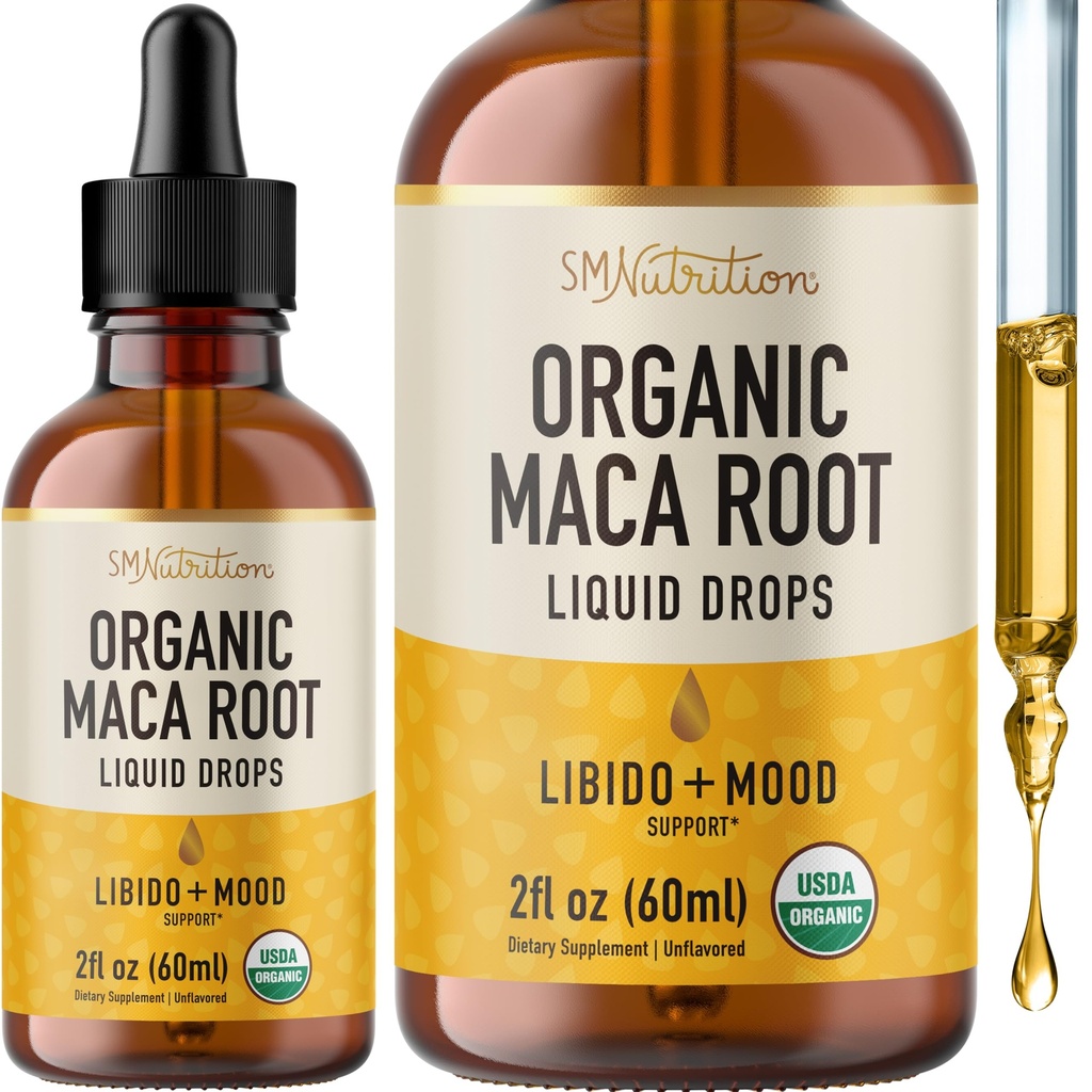 Maca Root Liquid Drops for Organic Energy Support for Women & Men | 2 Fluid Ounces | Support Hormone Balance, Mood, Energy & Fitness | Organic Maca Root for Women & Men | 4-Month Supply, 120 Servings