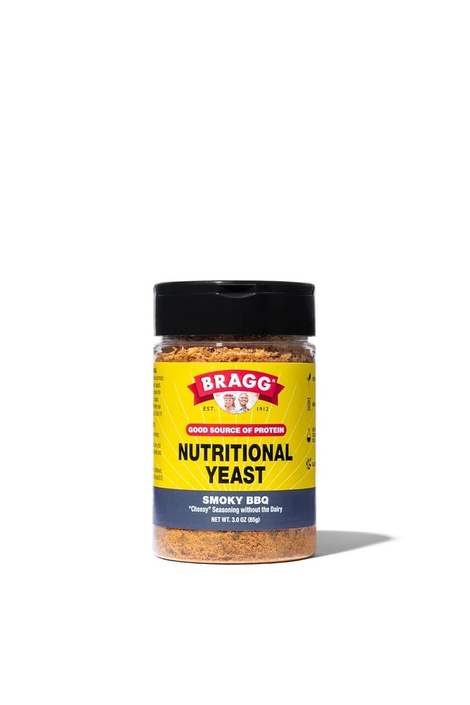 Assaisonnement BBQ fumé de levure de Bragg - 3 oz - Substitut de fromage parmesan sans lait - Parfait pour les salades, les pâtes, le pop-corn et bien plus