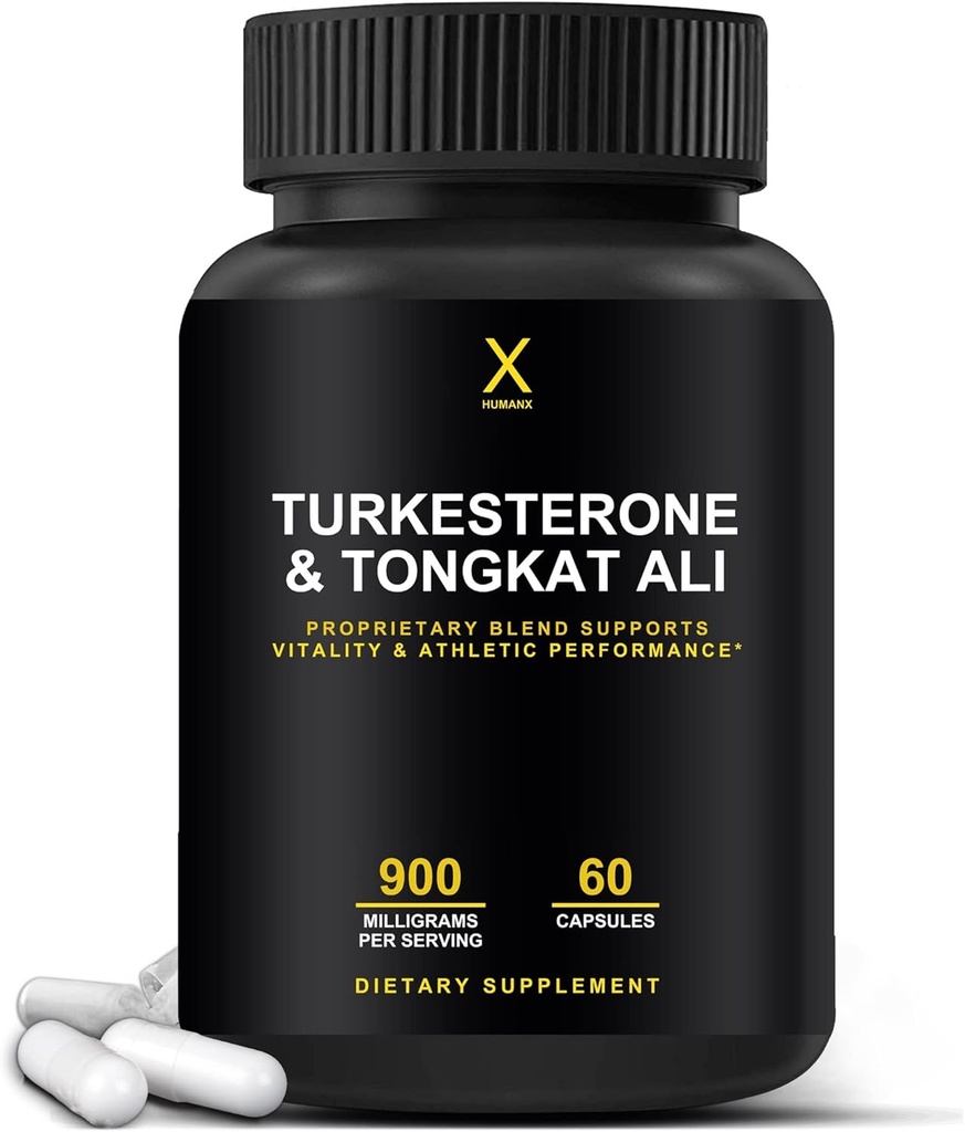 HUMANX Turkesterone & Tongkat Ali 900mg - soutient la récupération et la croissance de l'énergie, de l'endurance et des muscles - Turkesterone Supplément - Tongkat Ali Supplément - Long Jack Extract (Eurycoma Longifolia)