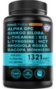 Supplément Cerveau Nootropique 12-en-1 avec Caféine Anhydre : Ginkgo Biloba pour le soutien du cerveau, la mémoire et le focus - B12, Alpha GPC, L Theanine et Suppléments Choline avec Bioperine avec 1321mg (60ct)