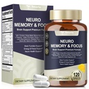 Suppléments cognitifs du cerveau de 25 en 1 pour la mémoire et le focus et la neurosanté - Supplément cognitif du cerveau nootrope quotidien avec L-Tyrosine, Bacopa Monnieri, Ginkgo Biloba, Alpha GPC - Non-OGM, sans gluten