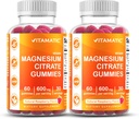 Citrate de magnésium vitamatique 600mg par portion - 60 Compte - favorise la détente saine, les muscles, les os et le soutien énergétique (paquet de 2)