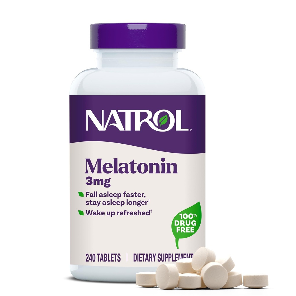Natrol Melatonin 3 mg, Dietary Supplement for Restful Sleep, Sleep Supplements for Adults, 240 Melatonin Tablets, 240 Day Supply