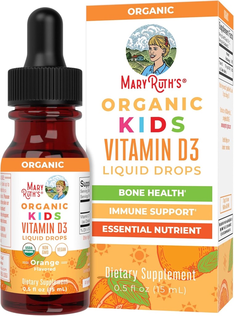 MaryRuth Organics USDA Vitamine biologique D3 gouttes liquides pour les enfants 640 UI Vitamine D3 par portion