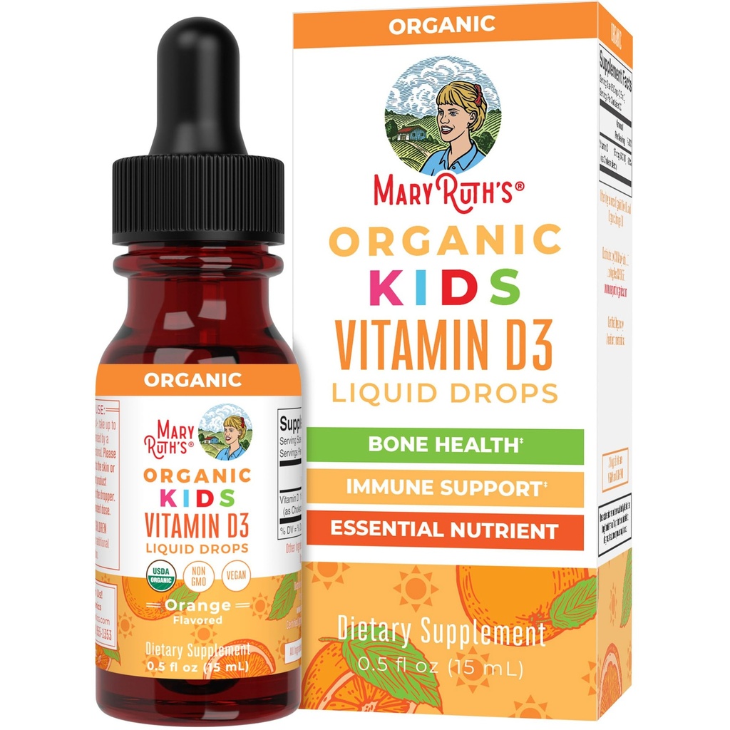 MaryRuth Organics USDA Vitamine biologique D3 gouttes liquides pour les enfants 640 UI Vitamine D3 par portion