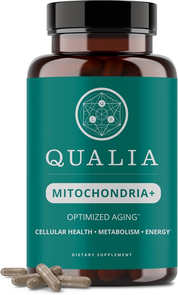 Qualia Mitochondria+-Le supplément le plus avancé pour NAD+, énergie cellulaire, métabolisme et réparation pour un meilleur vieillissement w/35+ NAD Boosters Resveratrol & Plus