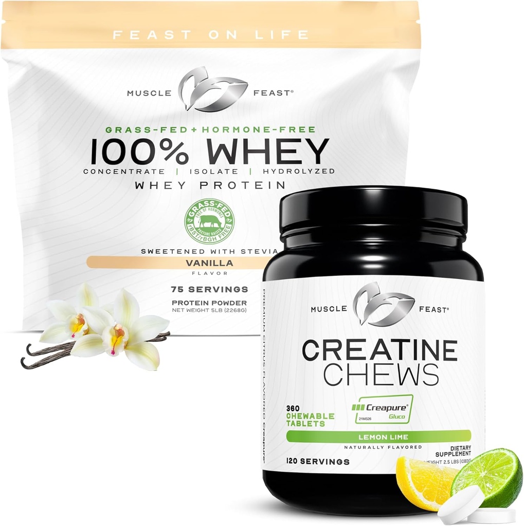 Isolat de la fête des muscles + boîte de la créatine: 1 Whey Protein Isolat (Vanilla, 5lb) + 1 boîte de la créatine (Lemon Lime, 360)