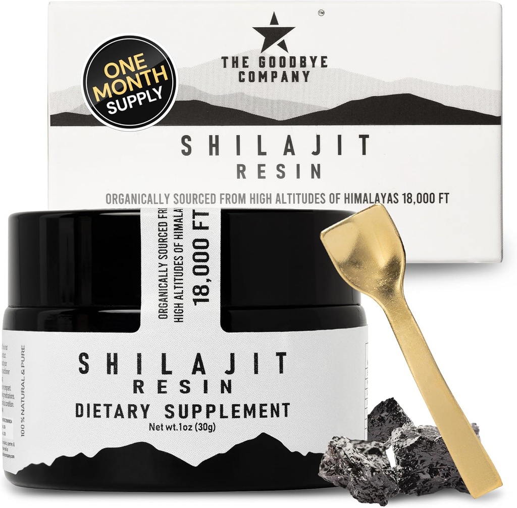 La société au revoir Résine pure Shilajit – biologique avec 85+ minéraux traces et acide fulvic pur; pour les hommes et les femmes énergie boost, bâtiment musculaire, étamine, supplément de vitalité 3-mois d'approvisionnement