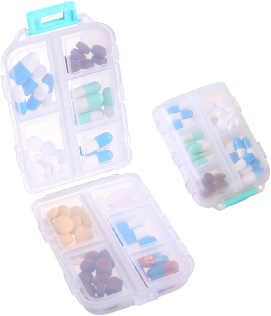 1Pack Travel Pill Organizer - 10 compartiments Pill Case, Compact et Portable Pill Box, parfait pour le stockage sur le trajet, Pill Holder for Purse White