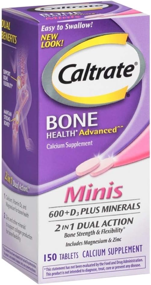 Caltrate 600+D3 Plus Minéraux Mini Calcium et supplément vitamine D3 Mini Comprimé, 600 mg, 150 Compte (paquet de 3)