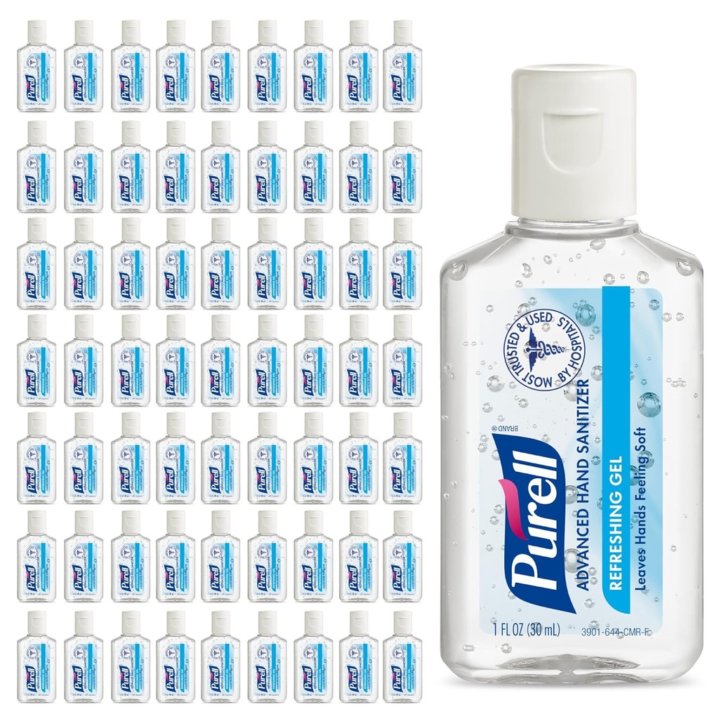 Purell Advanced Hand Sanitizer Gel rafraîchissant, propre parfum, 1 fl oz Travel Taille bouteille flip-Cap (paquet de 72) - 3901-72-CMR