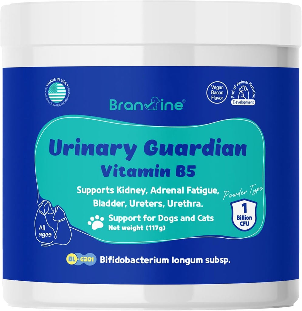 Gardien urinaire pour chiens et chats - soutient le rein, la fatigue adrénale, Bladder, Urethers, Urethra, Bacon végétalien Flavor (117g) (Vitamine B5)