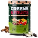 Nutrologie Verts et fruits Poudre naturelle Superfood, Poudre de betterave, Mélange de champignons, Probiotiques, Enzymes digestifs, Fibre, Antioxydants, Soutien immunitaire, Sans gluten - Cinnamon de vanille