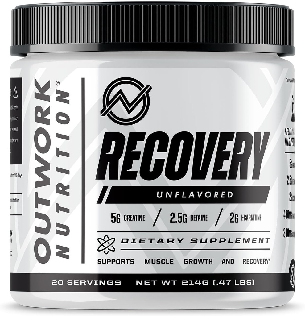 Outwork Nutrition post-entraînement Recovery Poudre - Creatine monohydratée, KSM-66 Ashwagandha & Tart Cherry - Rapids Recovery, Soulagement - Poudre de créatine pour les hommes et les femmes, Sans aromatisation, 240 Gr