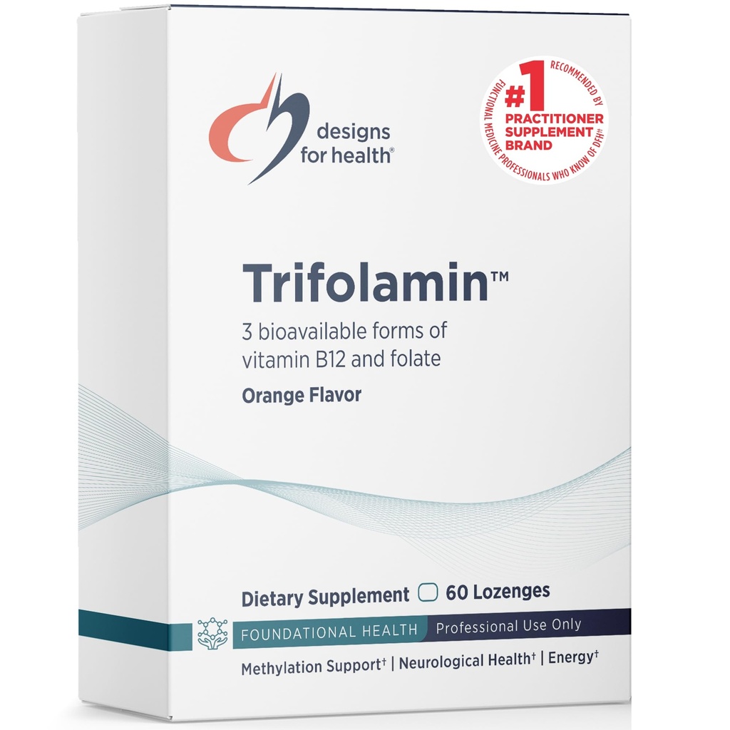 Conceptions pour la santé Trifolamine B12 + Folate Lozenges - 3000mcg B12 (Trois formes) + Supplément en méthylfolate de MTHF - Délicieux arômes d'orange, comprimés à diffusion rapide (60 Lozenges)