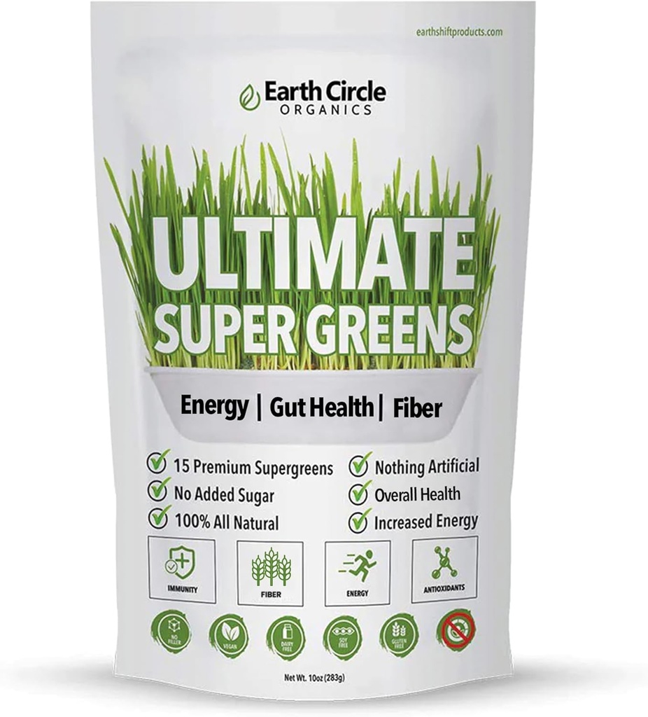 Earth Circle Organics Ultimate Super Greens Poudre 30 portions, 10 oz (paquet de 1)