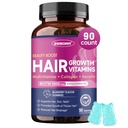 ZEBORA Vitamines de croissance capillaire avec biotine, kératine et collagène - Gommies de biotine avec mélange de soutien esthétique pour cheveux, peau et ongles - Vitamines capillaires véganes pour les femmes et les hommes - 90 Gommies de myrtilles, non-OGM
