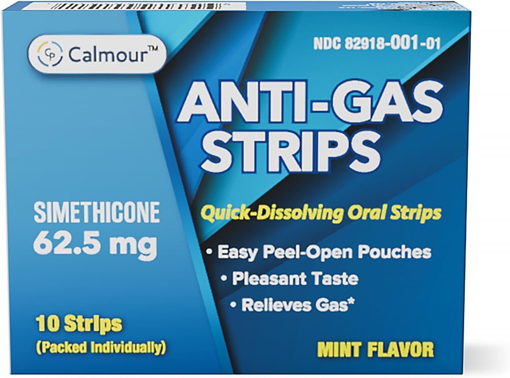 Anti Gas Relief 10 Strips (en anglais seulement) Mint Flavor Oral Dissolvable Anti Bloating Relief Strips (en anglais seulement) Rapid Gas Relief (en anglais seulement) pour les adultes (en anglais seulement)
