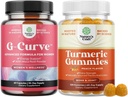 Ensemble de pilules G-Curve Butt and Breast Enhancement - Herbal Enhancer peut soutenir les courbes de sculptation du corps et les gummies turcuma pour adultes Peach Flavor - Gummes de soutien interarmées extra-fort