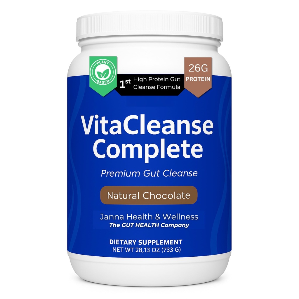 Premium Gut Cleanse with Turmeric & Pomegranate | GI Detox, Immune & Liver Support | High Protein, Multivitamin Blend | Full Body Detox Powder | Gluten-Free, Sugar-Free, Chocolate Flavor