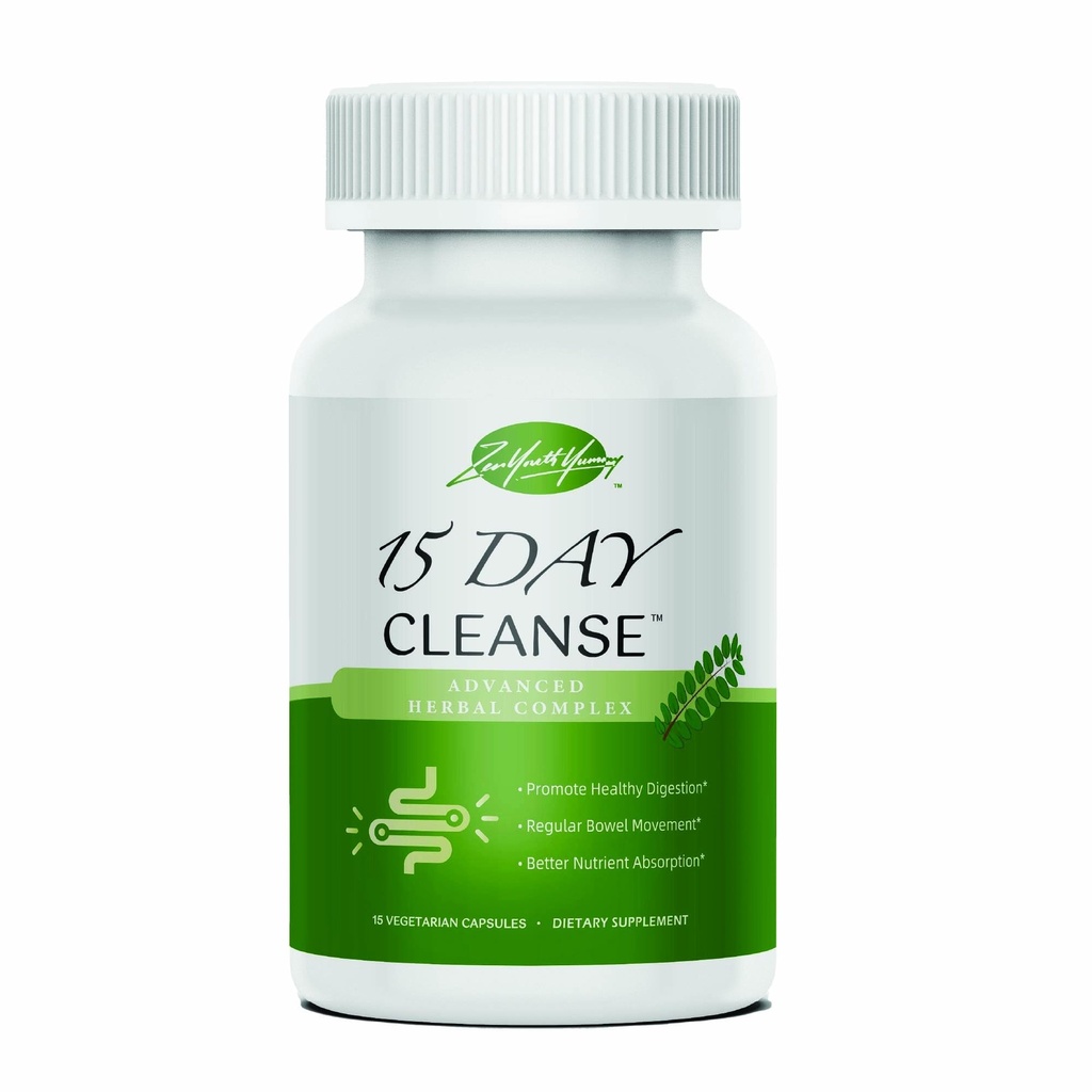 zyy 15 Days Cleans, Advanced Gut and Colon Support, 15 Day Gut Cleanse Detox for Women & Men with Senna, Cascara Sagrada & Psyllium Husk, Non-GMO, 15 Vegetarian Capsules