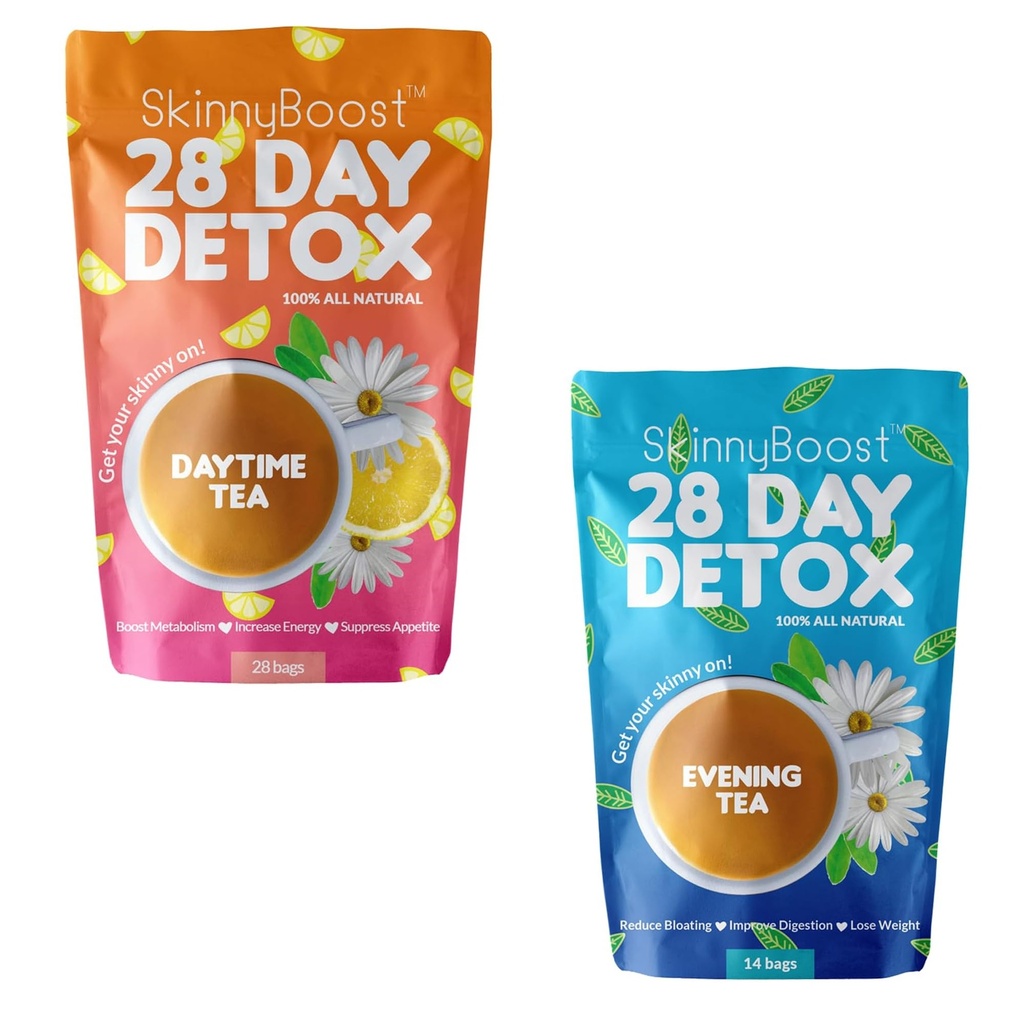 Skinny Boost Senning Detox Tea & 28-Day Daytime Tea Supporte Detox, Digestion, Métabolisme