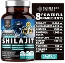 Pure Himalayan Shilajit pour les femmes et les hommes [Acide Fulvic à 50%] Mieux que la résine avec Ashwagandha, Ginseng, Turmeric, Gingko Biloba, Sting Nettle, Cordyceps pour soutenir l'énergie et l'immunité, 60Caps