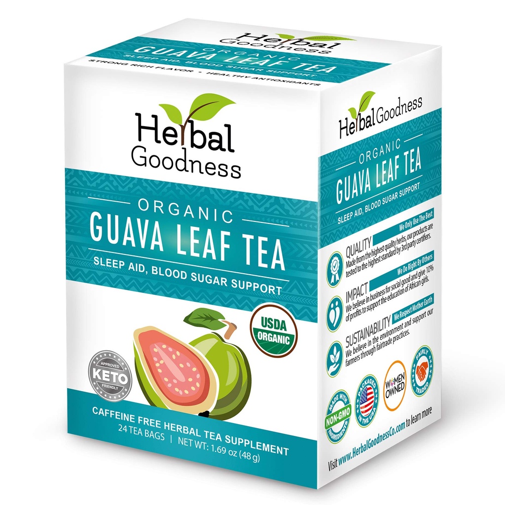 Goyava Leaf Tea 24 Sacs à thé - 100% bio naturel Goyava feuilles Thé - Hojas De Guayaba Organica pour le soutien immunitaire, la digestion et la relaxation