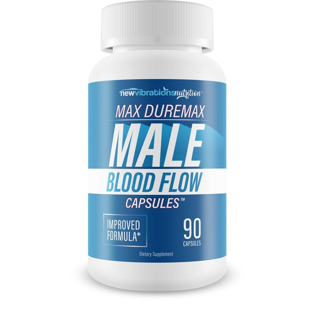 Max Duremax Male BloodFlow Capsules - Improved Formula - Our Best Blood Flow Supplement for Men - Vasodilator Nitric Oxide Blood Flow Circulation and Vein Support Vitamins for BloodFlow 7 Ingredients