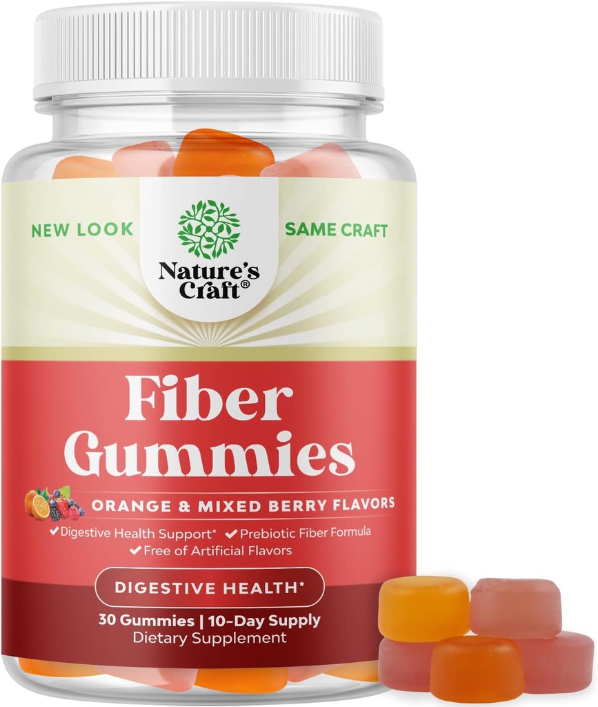 Gommies de fibre prébiotiques pour adultes - Supplément de fibre haute Gommies Vitamines pour adultes avec une racine de chicorée soluble prébiotique pour l'immunité et le soutien digestif - Non OGM Vegan Halal 30 Compte
