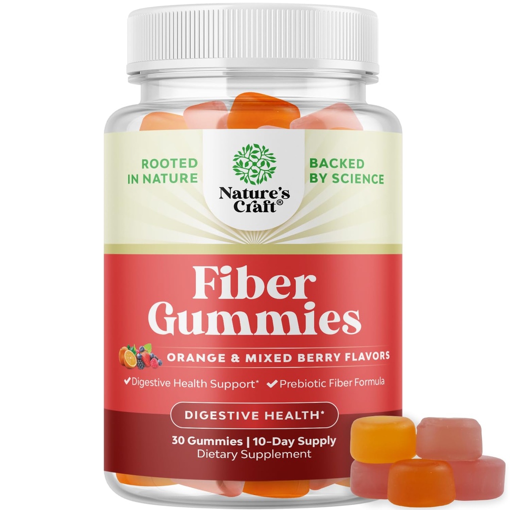 Gommies de fibre prébiotiques pour adultes - Supplément de fibre haute Gommies Vitamines pour adultes avec une racine de chicorée soluble prébiotique pour l'immunité et le soutien digestif - Non OGM Vegan Halal 30 Compte