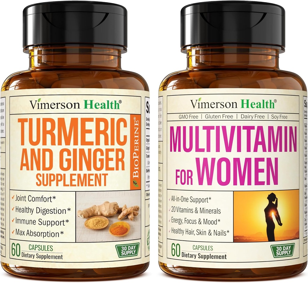 Supplément curcuma et supplément de soutien mixte Ginger Root & Multivitamine complète pour les femmes