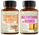 Supplément curcuma et supplément de soutien mixte Ginger Root & Multivitamine complète pour les femmes