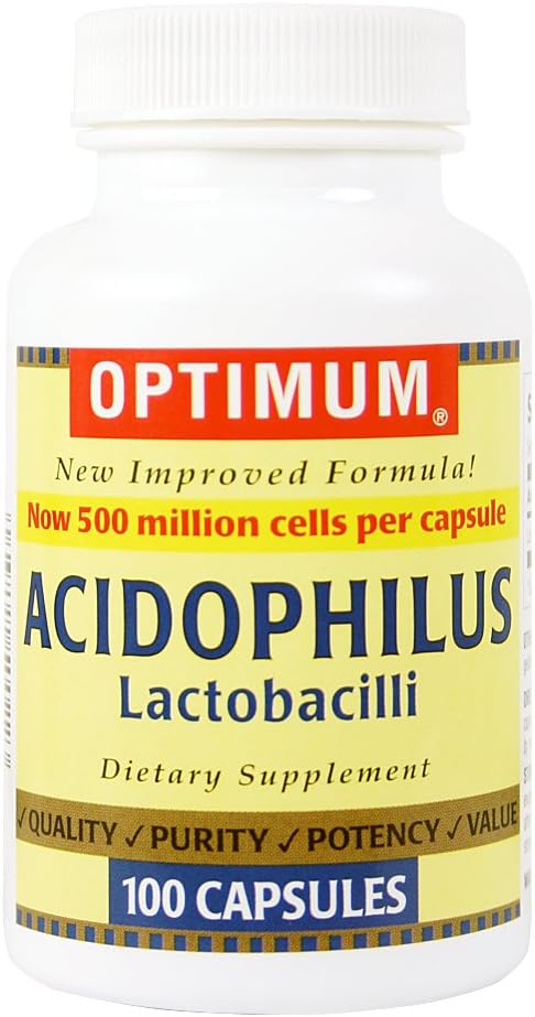 Optimum Acidophilus Lactobacilli Capsules, 100 Nombre (paquet de 2)