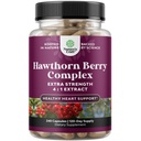 Capsules de Berry Hawthorn haute résistance - Supplément de Berry Hawthorn antioxydant pur avec extrait de feuilles et de fleurs 4:1 pour le coeur sain et la digestion - Soutien énergétique pour les hommes et les femmes - 240 Count Pack