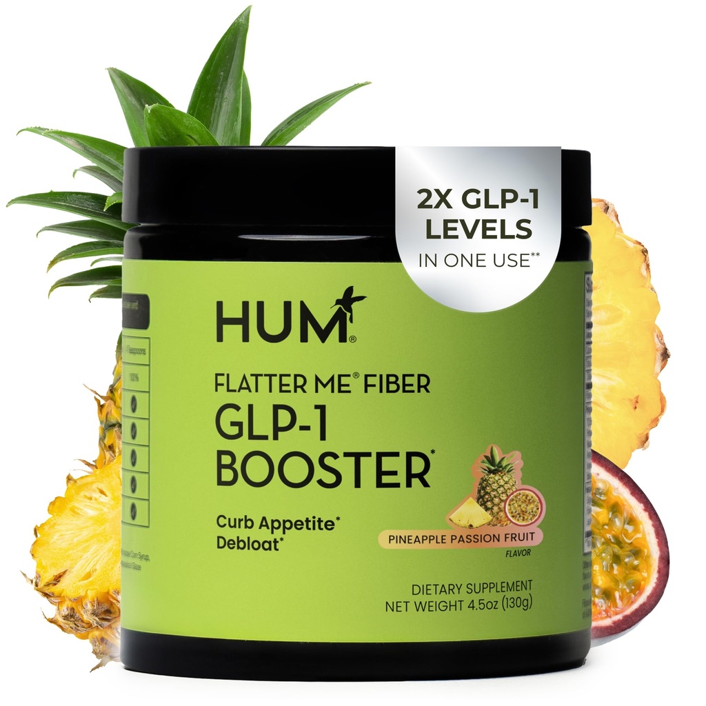 Flatter Me Fiber GLP-1 Booster – Fiber Supplement for Women & Men, Prebiotics & Enzymes for Weight Support, Reduce Bloating, Double GLP-1 Levels, Digestive & Gut Health (10 Servings)