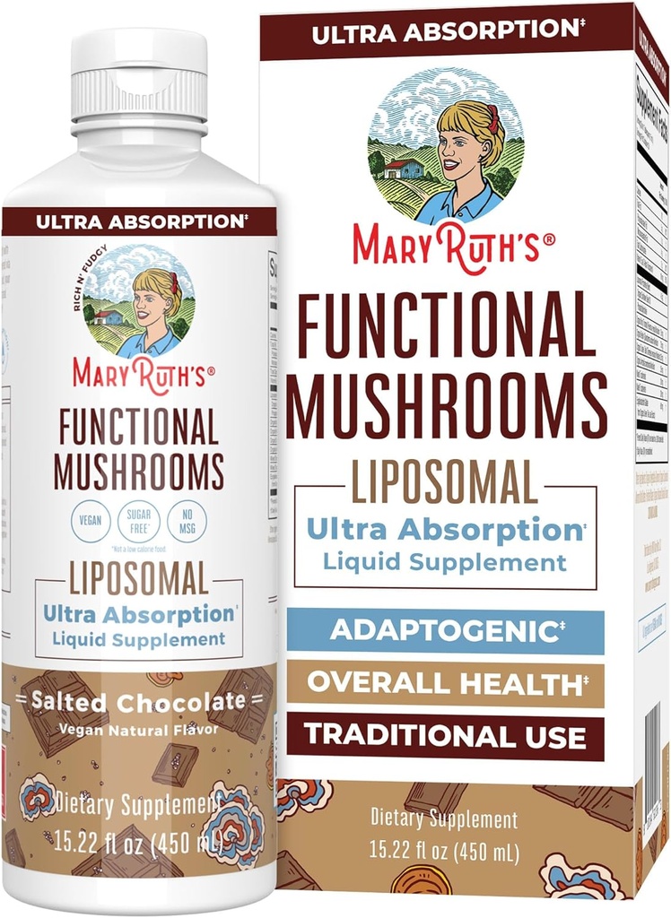MaryRuth Organics Champignon, Supplément de Champignon, Vitamine liquide de Champignon, Supplément de Champignon Reishi pour le support immunitaire, Tail Vitamine pour le stress, Vegan, Non-OGM, Sans gluten, 15.22 Fl Oz