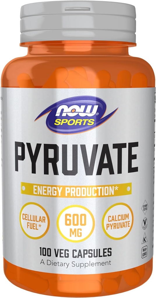 MAINTENANT Aliments Sports Nutrition, Pyruvate (acide pyruvique) 600 mg, Production d'énergie*, 100 gélules