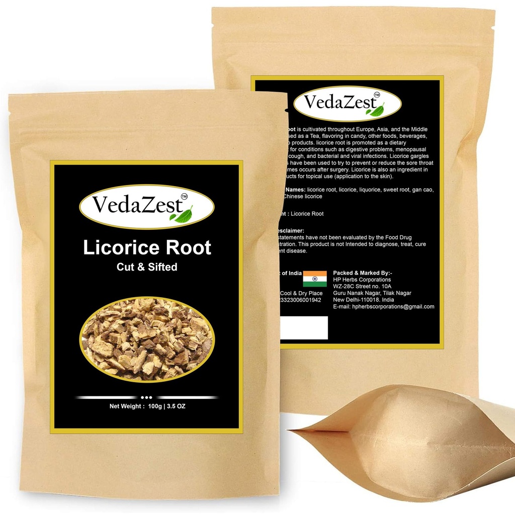 Natural Licorice Root (100g), Non-GMO, Dried & Pure Licorice Root Tea, Mulethi, for Digestion, Skin Health, Hair & Face