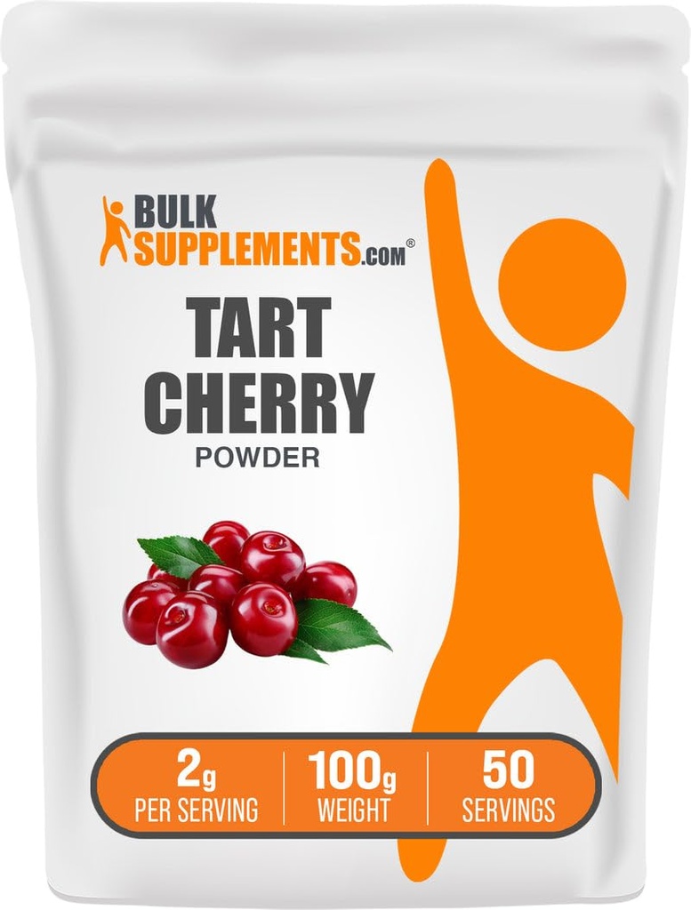 BulkSupplements.com Tart Cherry Powder - Fruit Powder, Tart Cherry Supplements - Antioxidant Source, Gluten Free & No Added Sugar, 2g per Serving, 100g (3.5 oz) (Pack of 1)