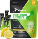 Poudre d'électrolyte d'hydratation, boisson d'électrolyte, mélange de supplément d'hydratation, emballages d'hydratation avec vitamine et minéraux, ami des kétos, végétalien, non-OGM, pas de sucre, parfum citron (20 bâtons)