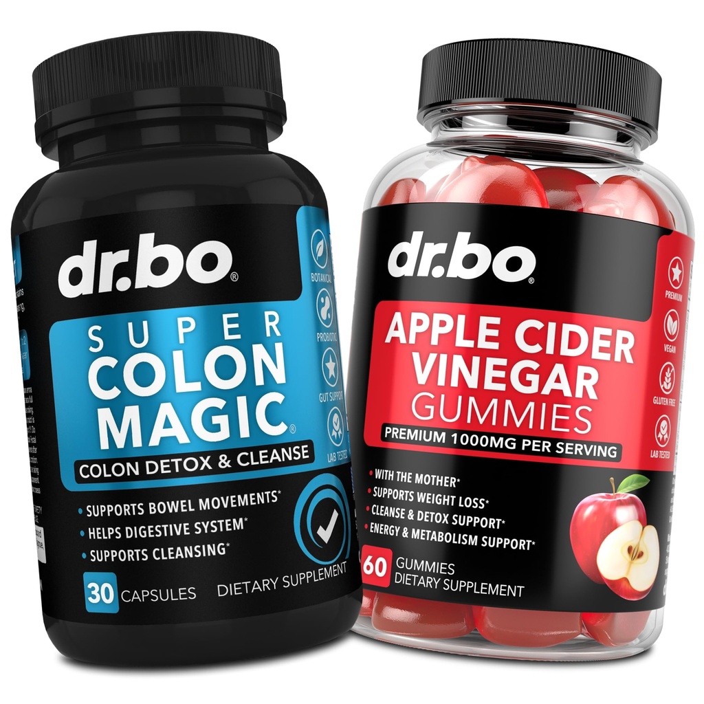 Colon Cleanser Detox & vinaigre de cidre de pomme Gummies - 15 jours Colon Cleanse Pills Flush & Probiotique & ACV Gummies Suppléments - Bowel Mouvement Suppléments pour l'estomac intestinal Bloating Gut Support