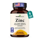 Zinc 30mg avec du cuivre, du sélénium et de la vitamine D3.120 Capsules. Magnésium, vitamine B6, Biotine. Suppléments de zinc absorbant pour les hommes et les femmes.