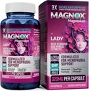 MAGNOX Lady Magnésium Supplément de soutien à la ménopause et au SPM pour les femmes Complexe de magnésium avec vitamines B6, B1, B12, D, Zinc.