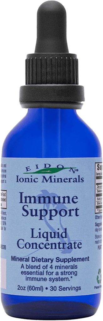 Supplément de support Immune d'Eidon Concentrate liquide - Immune Booster Mineral Drops with Zinc, Sélénium, Sulfur, Support & Maintenance Système Immune, Biodisponible, Pas de Préservatifs ou Additifs - 2 oz