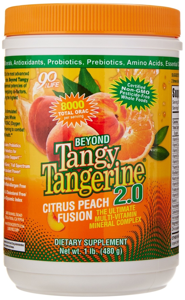 Youngevity Beyond Tangerine 2.0 Citrus Peach Fusion Multi-Vitamine & Complexe Minéral - Fabriqué avec des aliments naturels et entiers