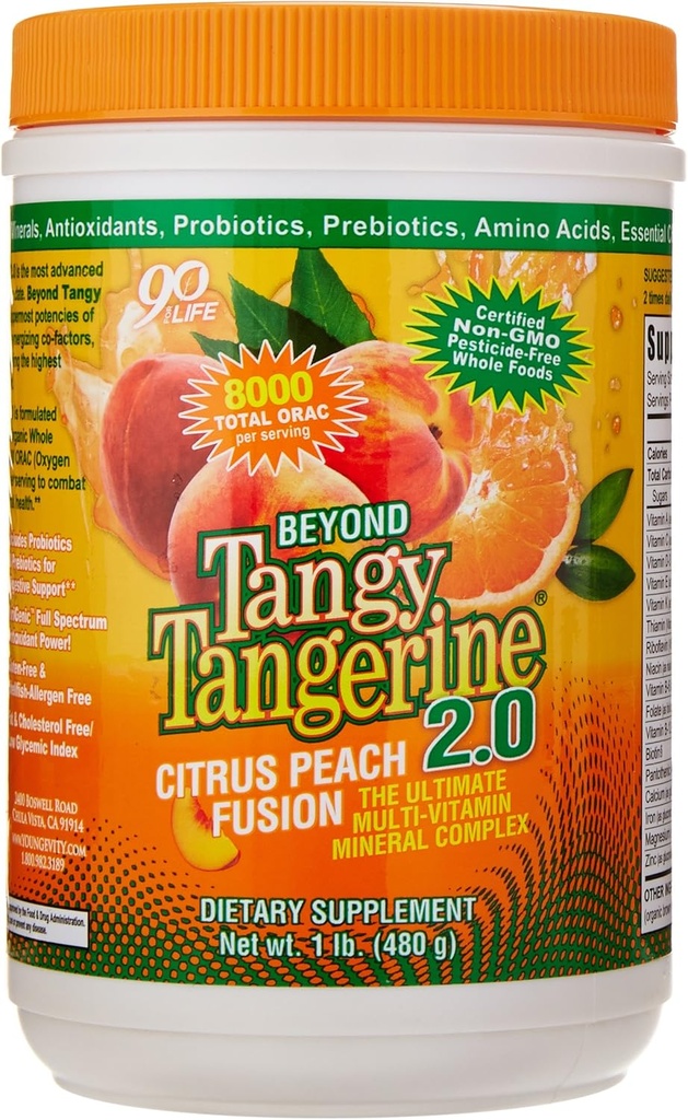 Youngevity Beyond Tangerine 2.0 Citrus Peach Fusion Multi-Vitamine & Complexe Minéral - Fabriqué avec des aliments naturels et entiers