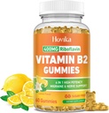 Supplément Vitamine B2 Gummies Riboflavin 400mg pour les hommes et les femmes - Magnésium pur, Ashwagandha, CoQ10, Omega 3, Vitamine B12 - Anti-migraine et énergie, Support du système nerveux - Sans sucre, 60 Compte